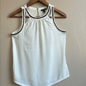 Express Bead Embedded Cut Out Shoulder Women’s Ivory Sleeveless Top. Size XS.